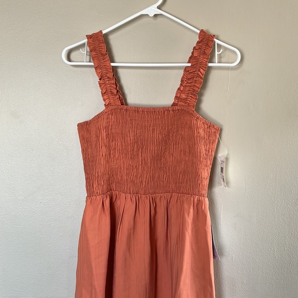 NWT - Orange NSR Smocked Sleeveless Midi Sundress - Sz Small - Picture 2 of 16
